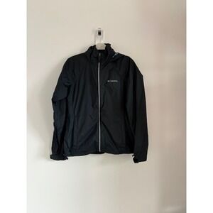 Columbia Womens Black Hooded Windbreaker Jacket Full Zip Lightweight Medium
